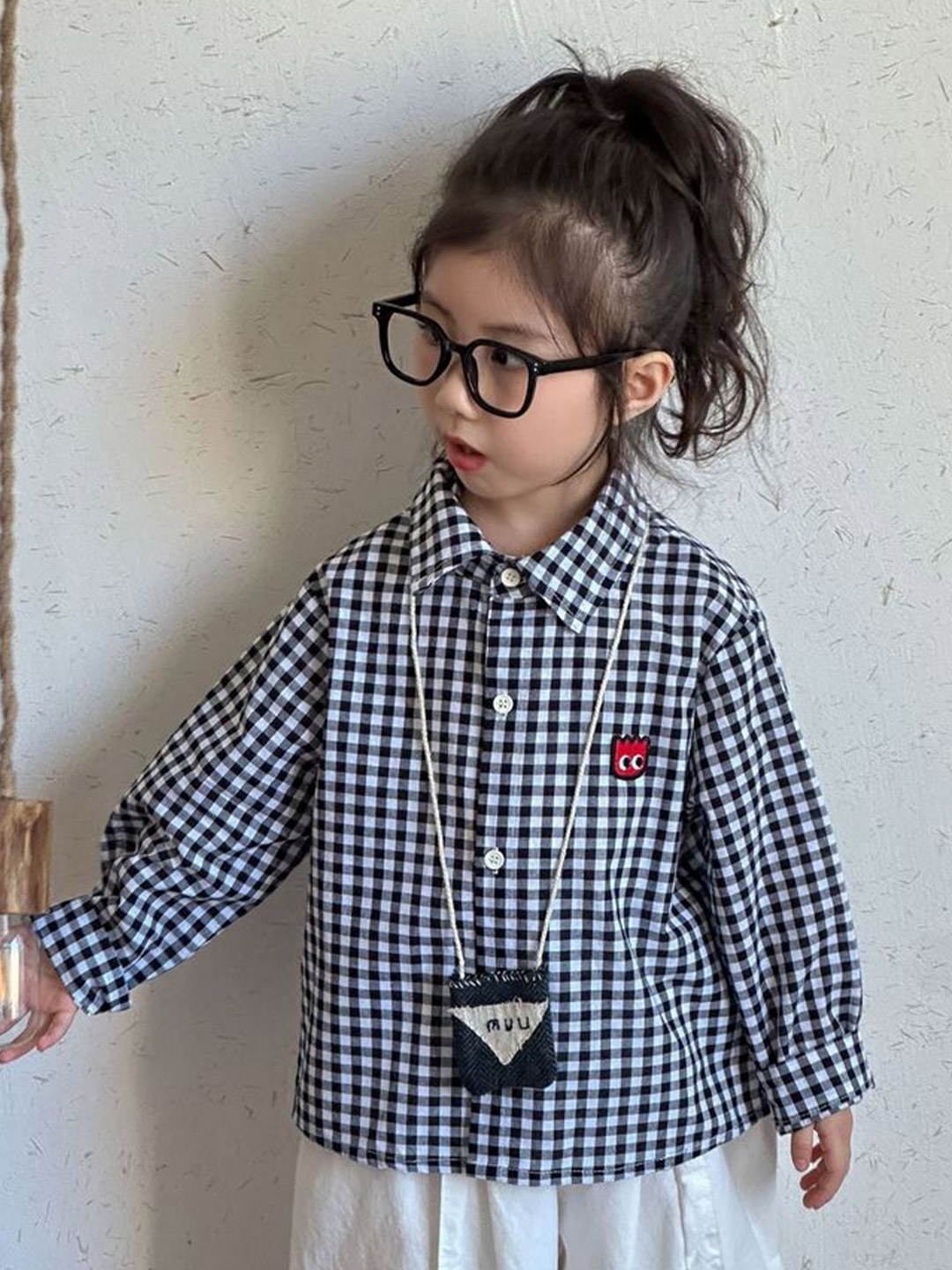 

LULU & SKY Girls Gingham Checks Opaque Checked Casual Shirt, Multi