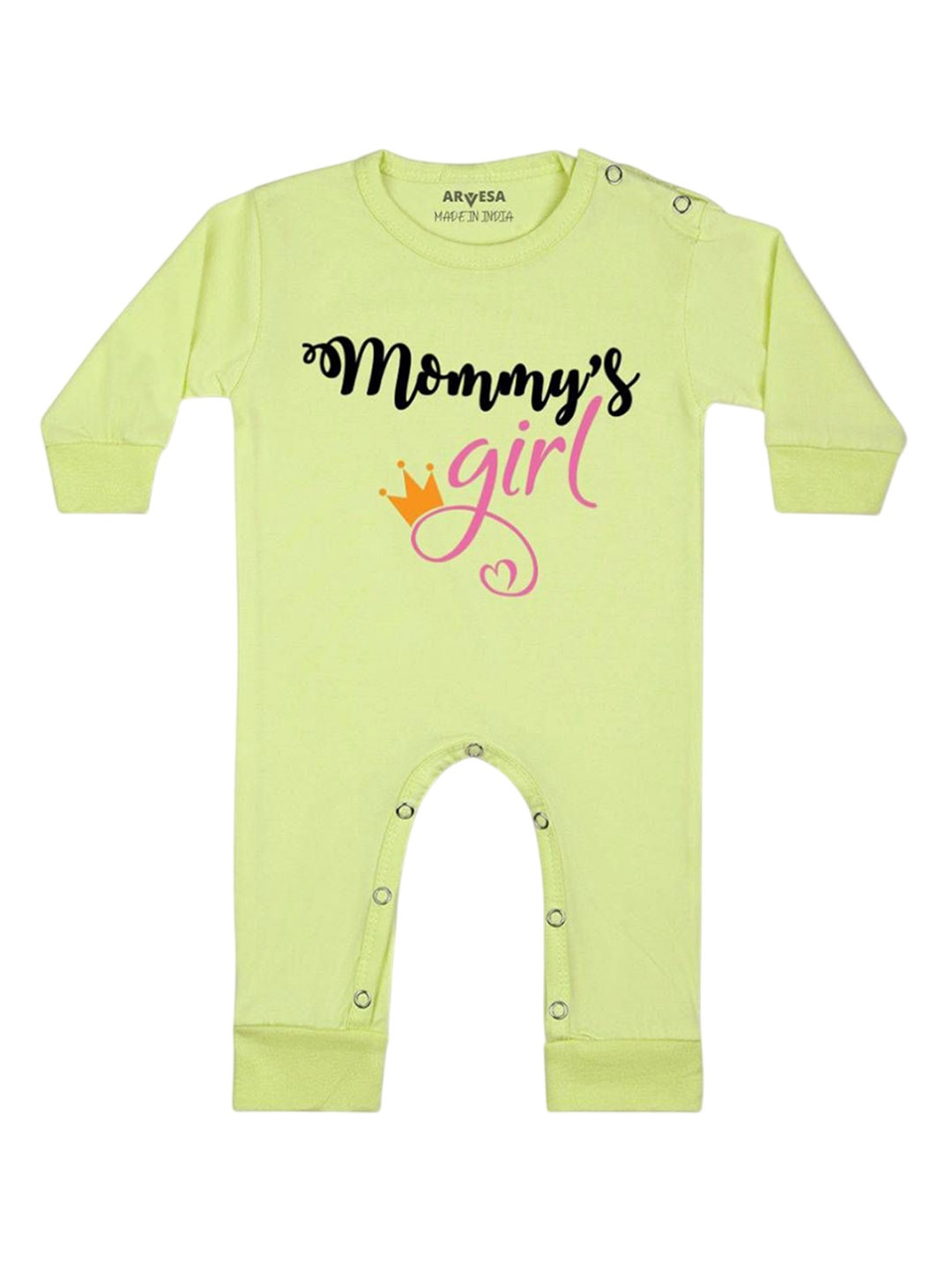 

Arvesa Kids Mommy Girl Printed Baby Romper, Yellow