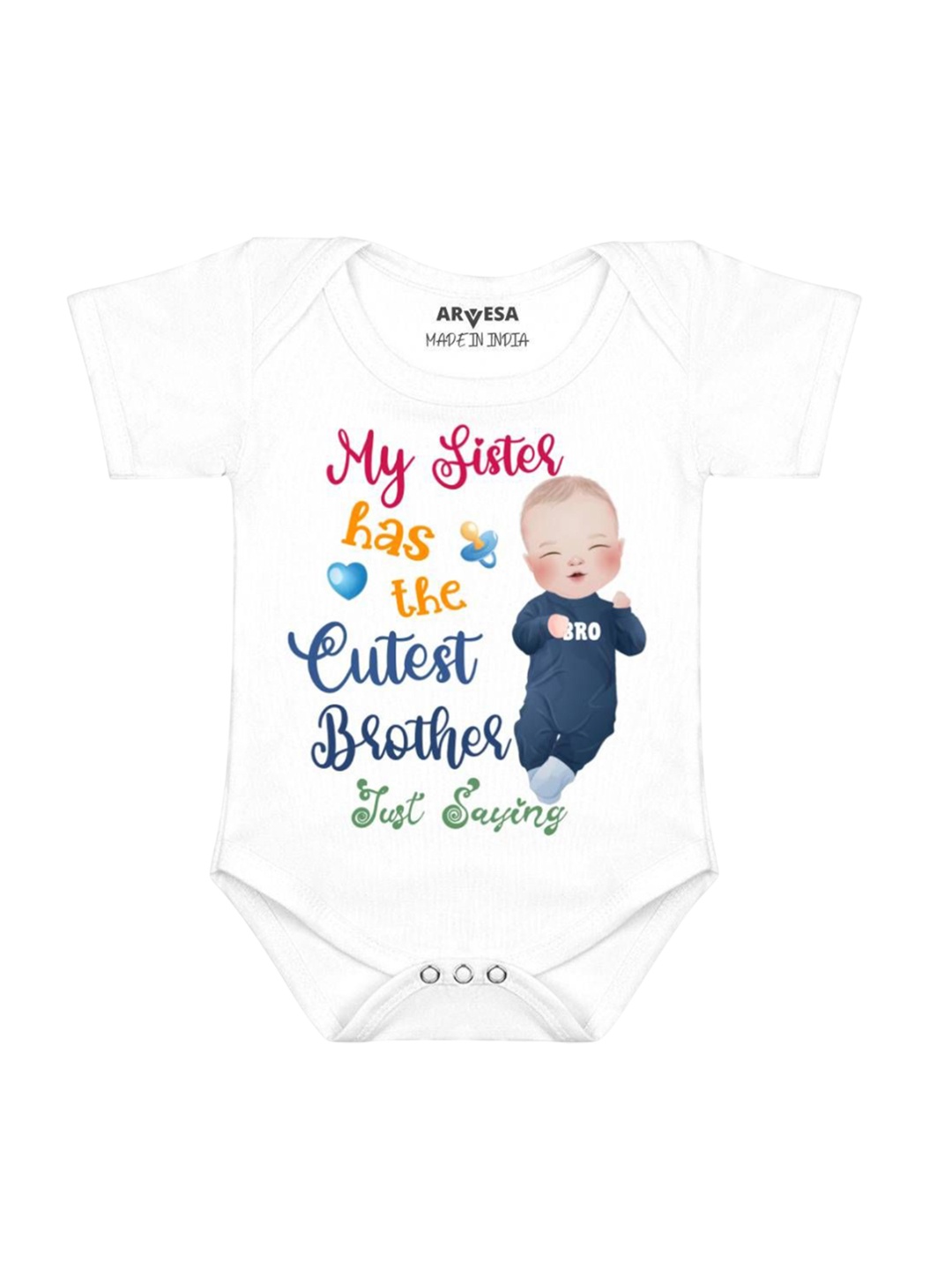 

Arvesa Sister Has The Cutest Brother Printed Romper, White