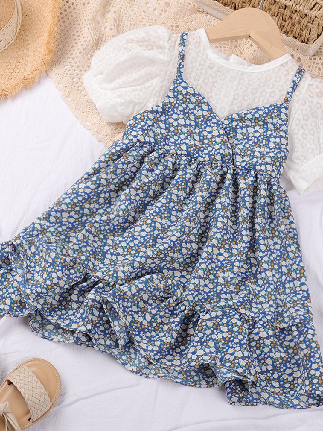 

LULU & SKY Floral Print Fit & Flare Dress, Blue