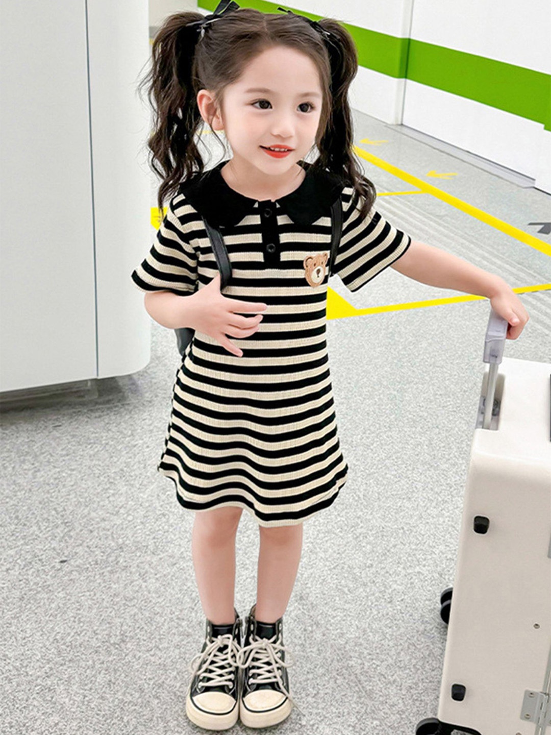 

LULU & SKY Striped A-Line Dress, Black