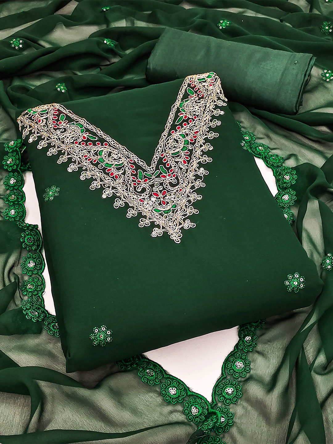 

SAINOOR Embroidered Silk Georgette Unstitched Dress Material, Green