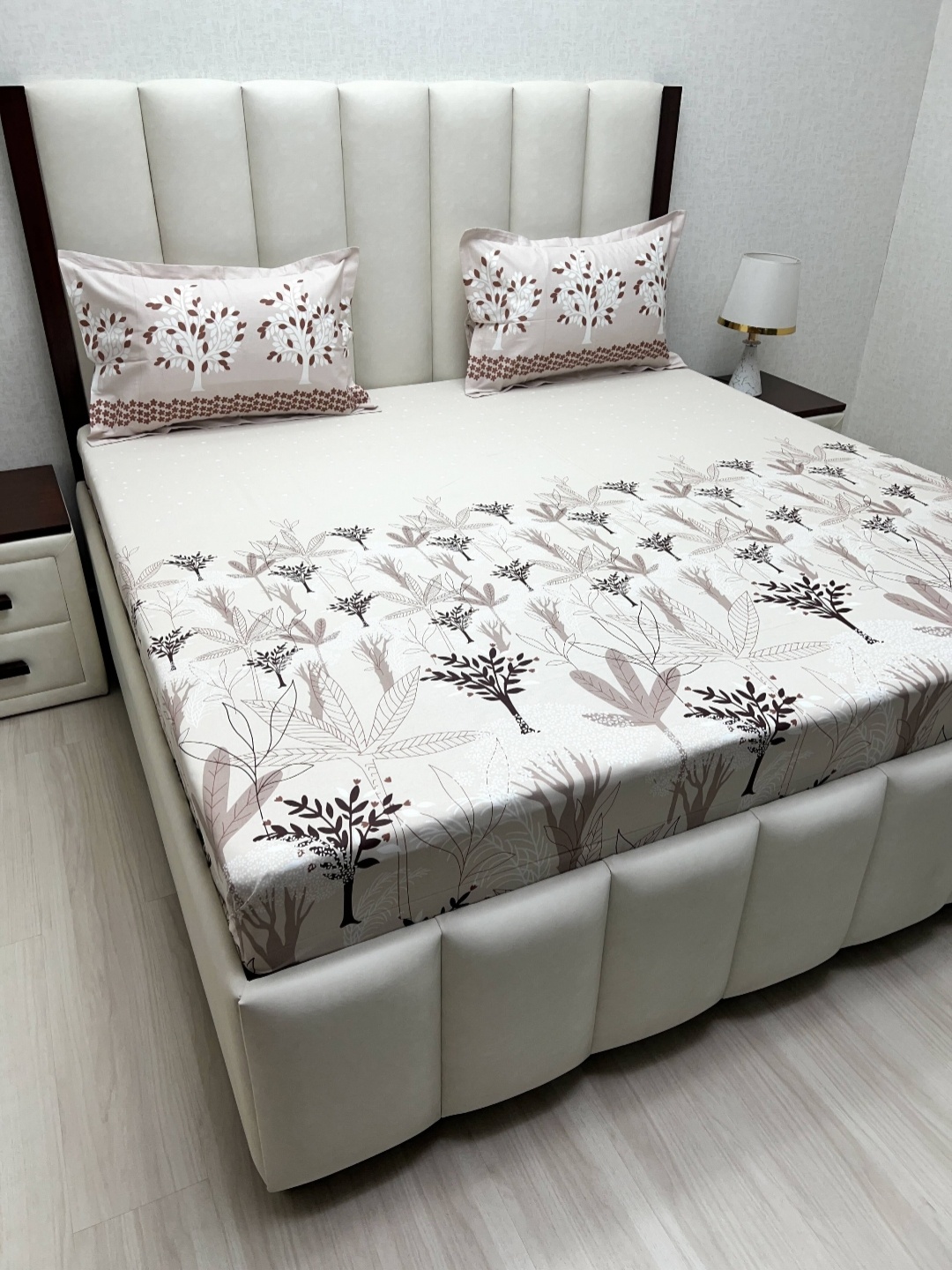 

Pure Decor Lifestyle Brown Floral Printed Cotton 300 TC King Bedsheet Set 2.74m X 2.74m