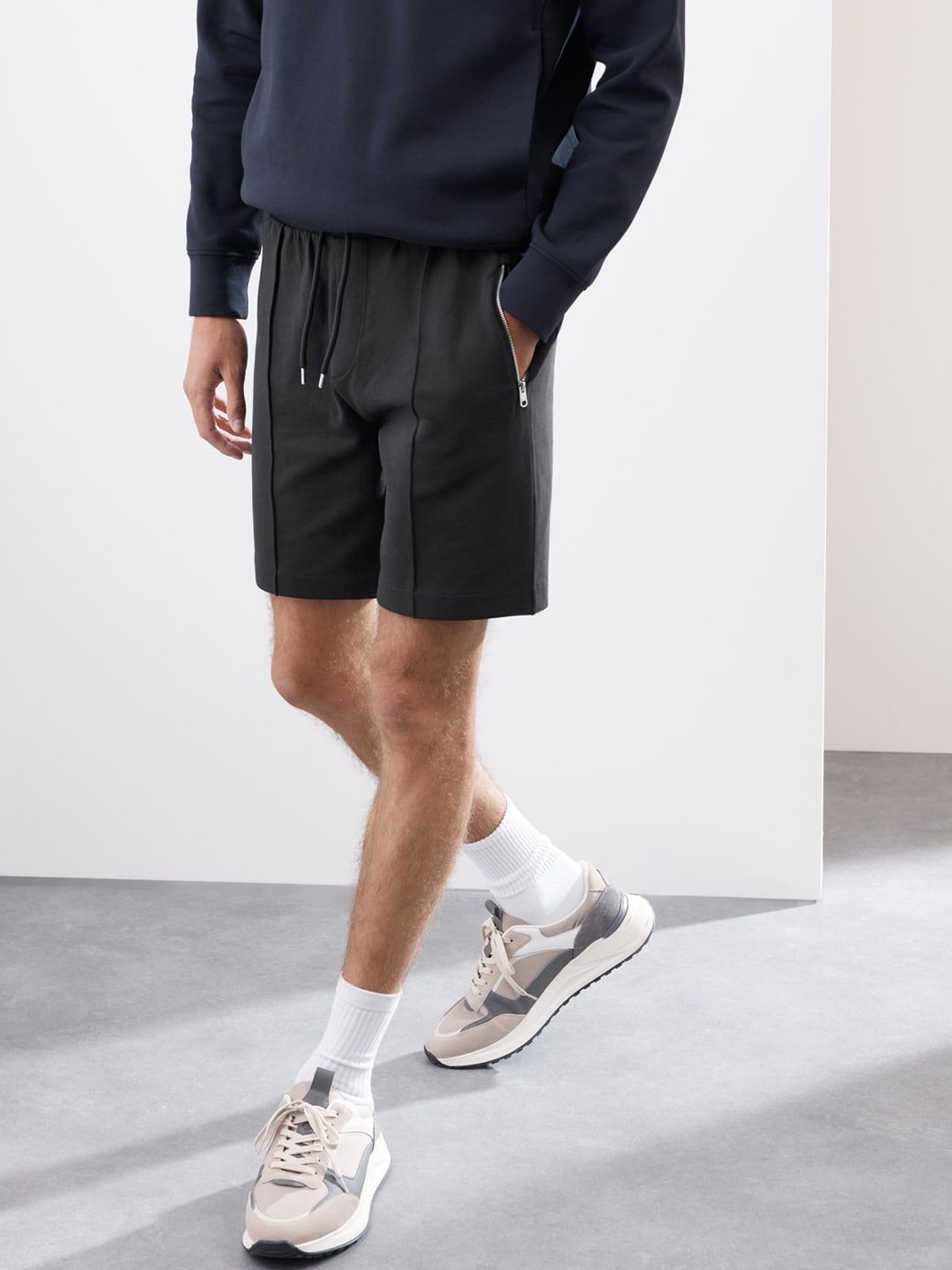 

Marks & Spencer Men Regular Fit Mid-Rise Cotton Shorts, Black
