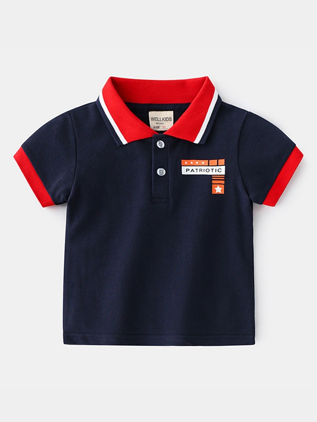 

LULU & SKY Boys Typography Printed Polo Collar Cotton T-shirt, Navy blue