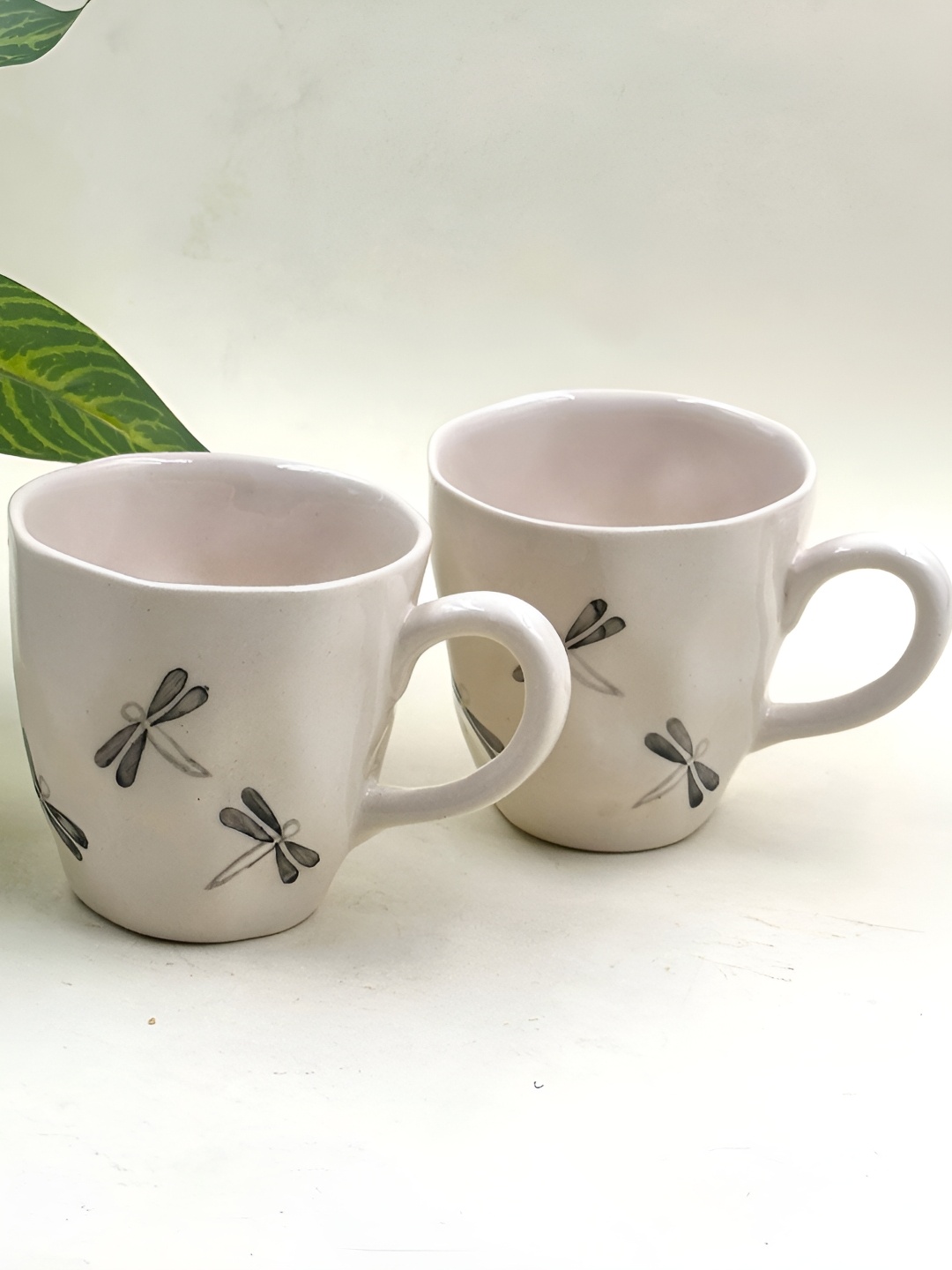 

Lupaava White & Grey 2 Pieces Printed Ceramic Coffee Mugs- 250ml