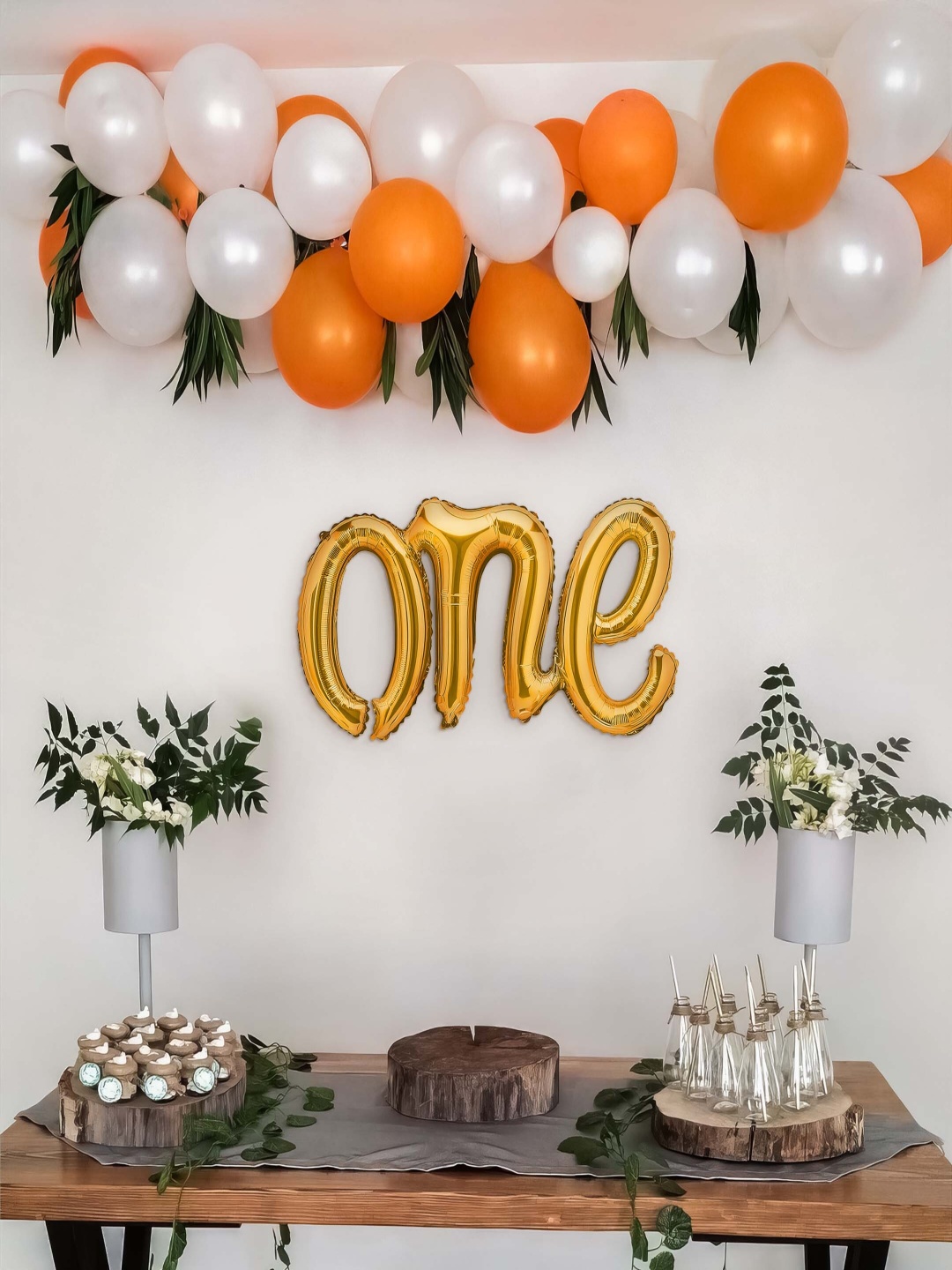 

SPECIAL YOU 43 Pcs Orange and White Birthday Festive Decoration Items