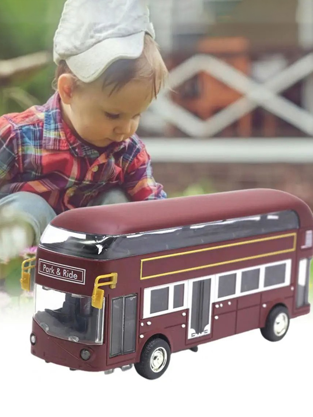 

UKAXA Diecast Bus Toy London Bus Double Decker Bus, Maroon