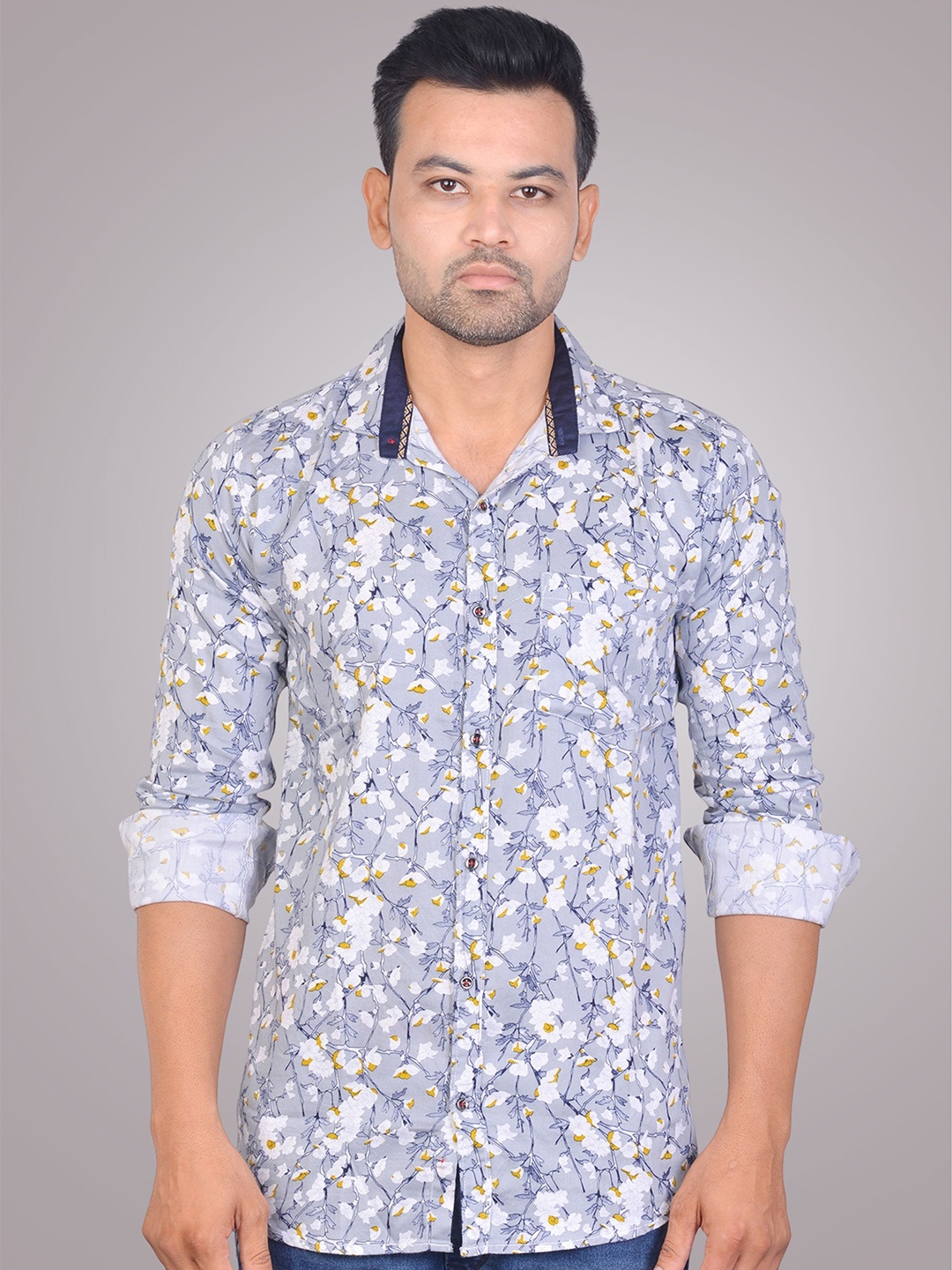 

LA MILANO Men Slim Fit Floral Opaque Printed Casual Shirt, Yellow