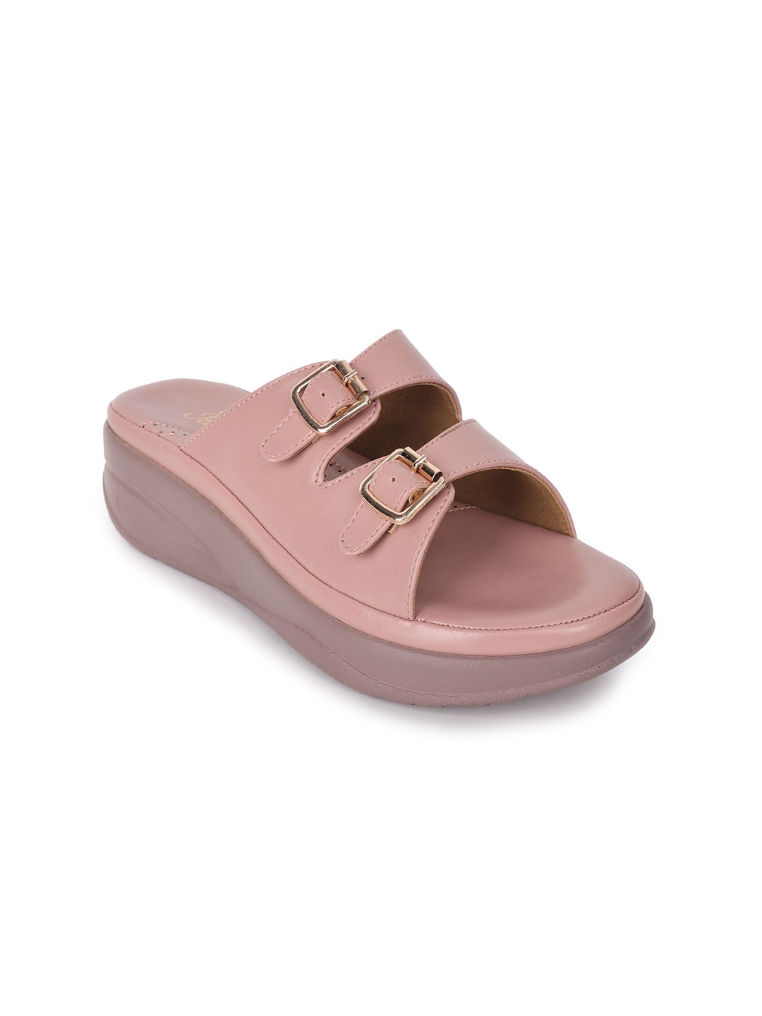 

Padchin Women Comfort Sandals with Buckles, Peach