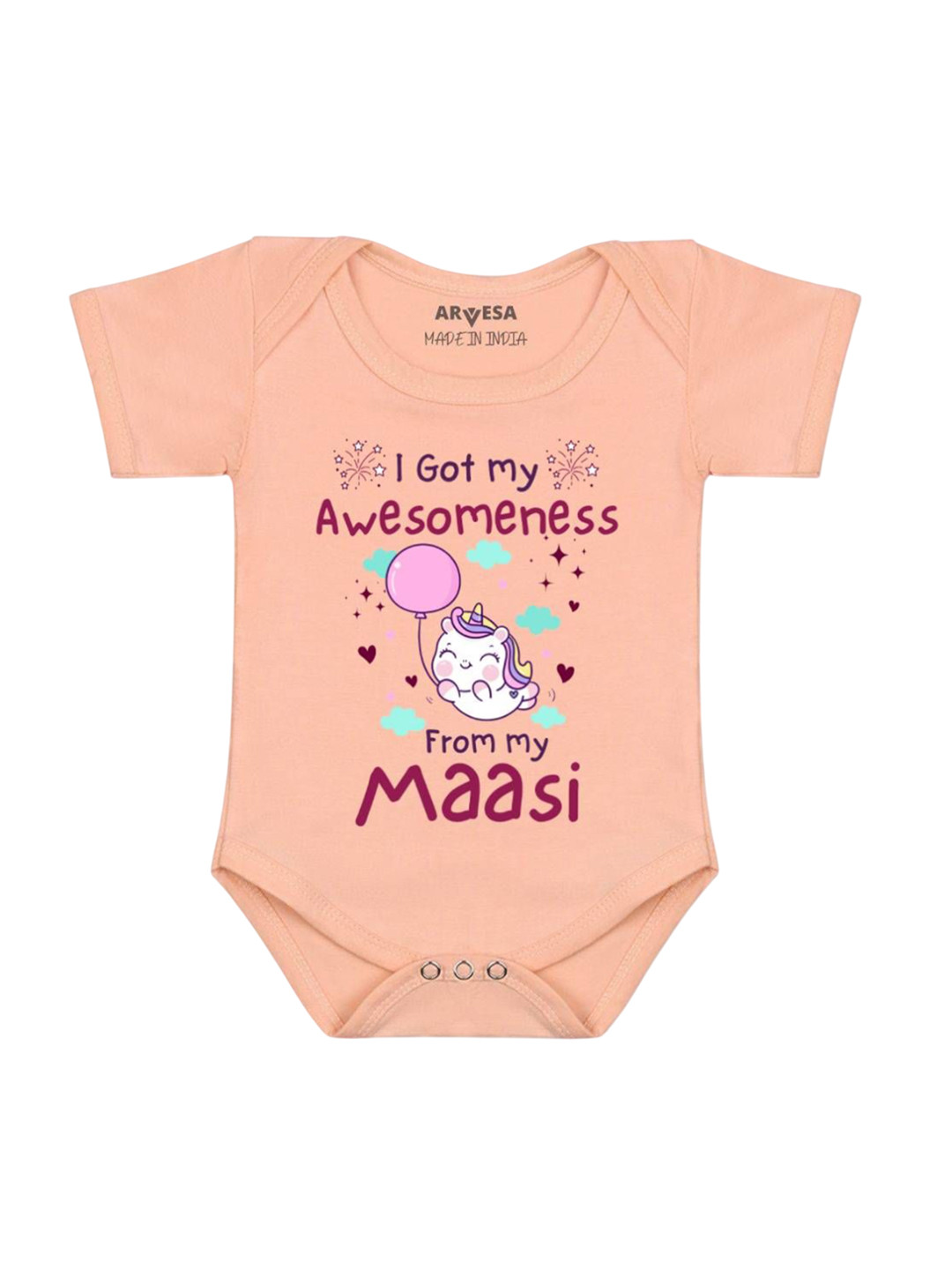 

Arvesa Kids Printed Romper, Peach