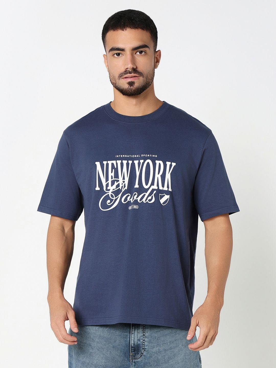 

R&B Men Printed Cut Outs T-shirt, Blue