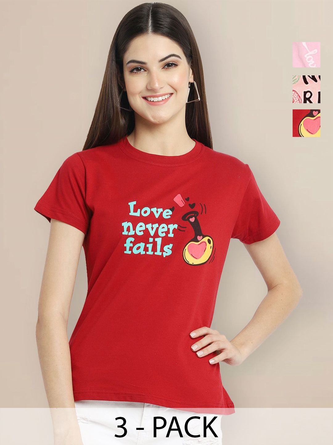 

Metronaut Women Typography 3 Printed Applique T-shirt, Multi