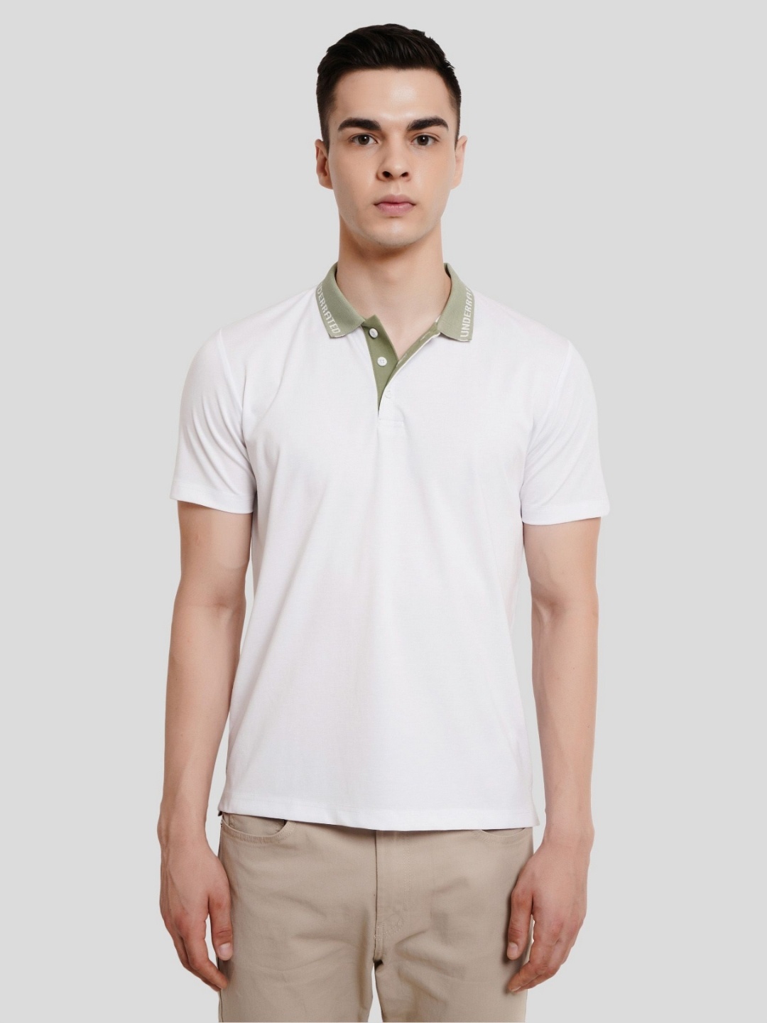 

Underrated Club Men Solid Polo Collar T-shirt, White