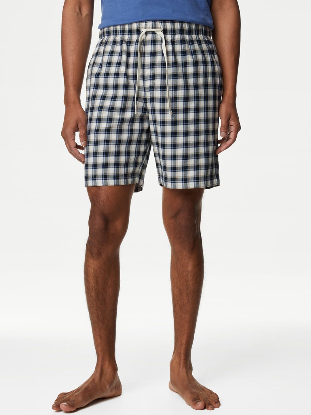 

Marks & Spencer Men Checked High-Rise Technology Shorts, Multi