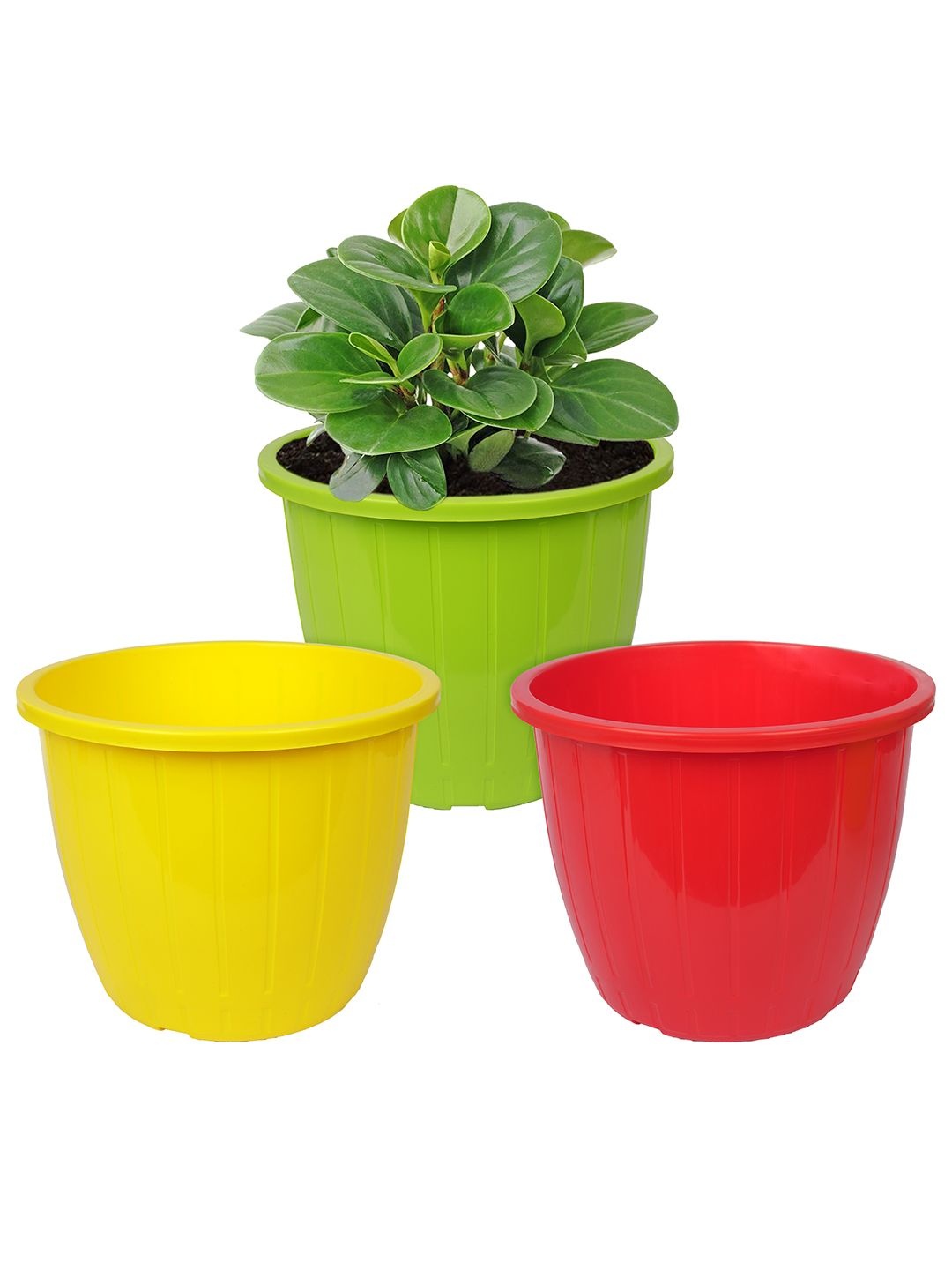 

Kuber Industries Red & Yellow Pack of 3 Duro-Design Flower Planters