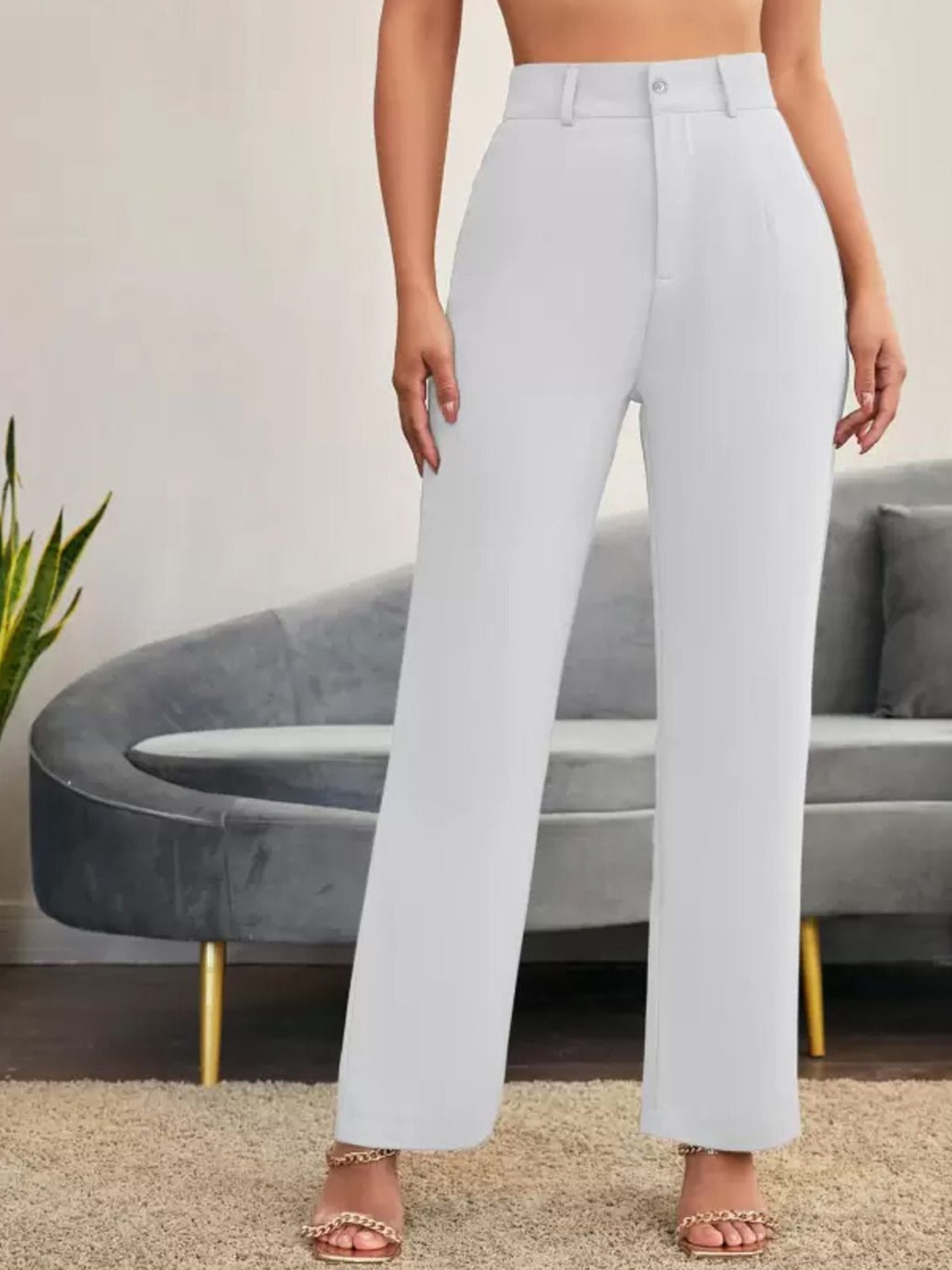 CORSICA Women Regular Fit High-Rise Trousers, White