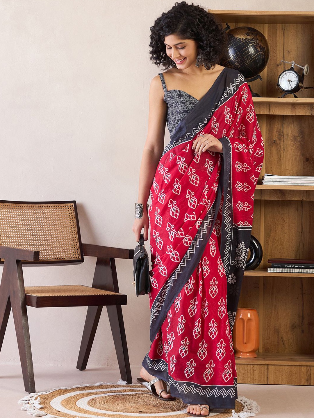 

Anouk Rustic Bagh Ready to Wear Bagh Saree, Pink