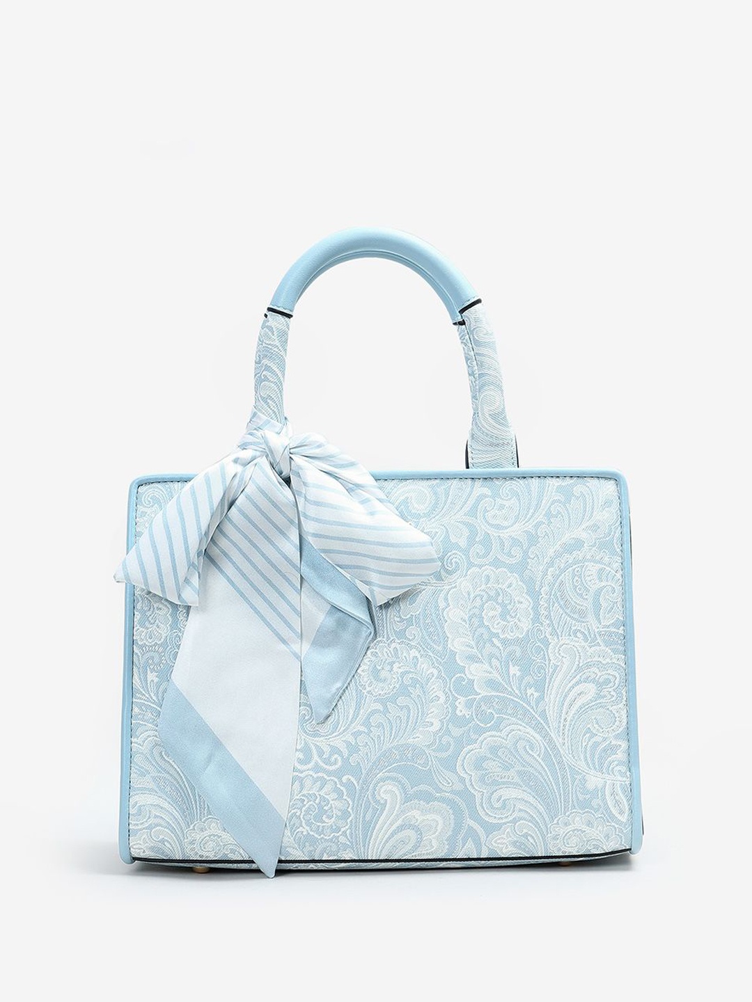 

ELLE PU Oversized Shopper Handheld Bag with Bow Detail, Blue