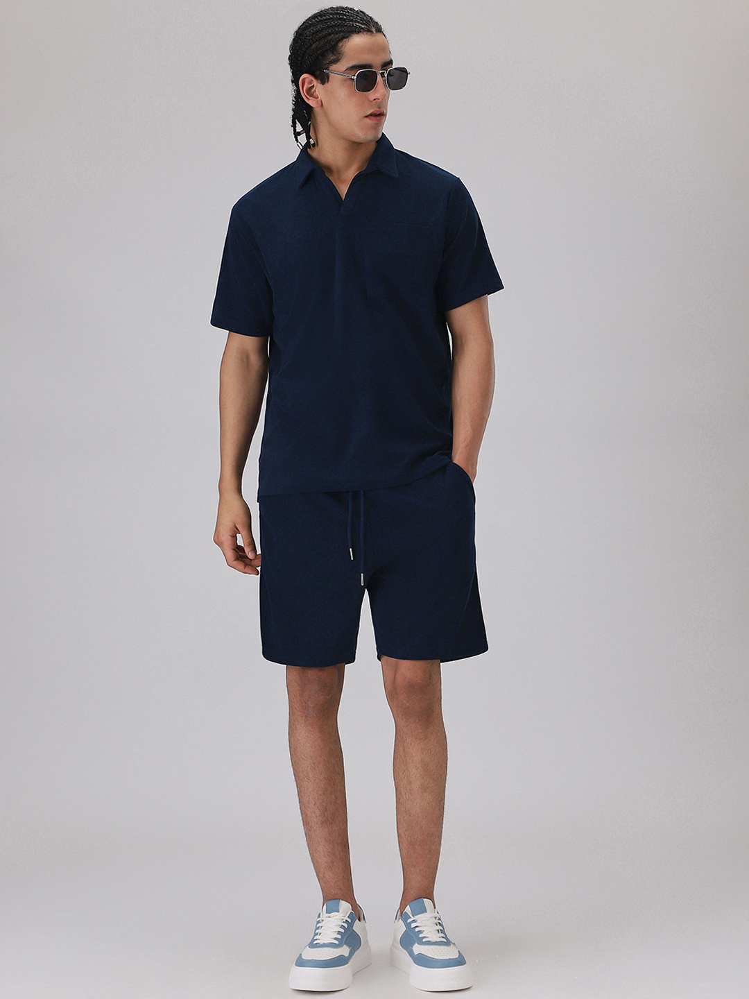 

Banana Club Knitted T-Shirt & Shorts Co-Ords, Navy blue