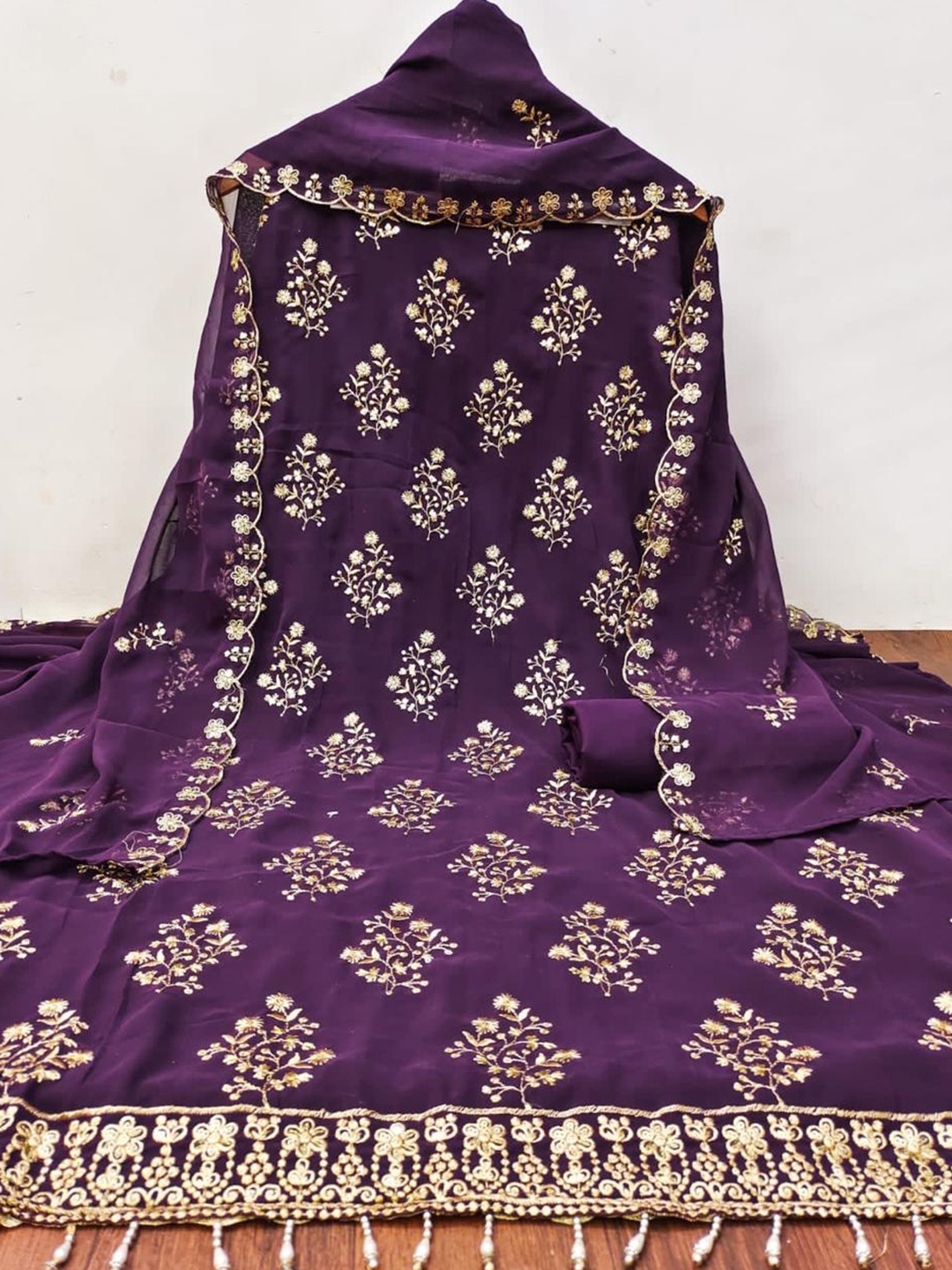 

Rangtulika Ethnics Embroidered Unstitched Dress Material, Purple