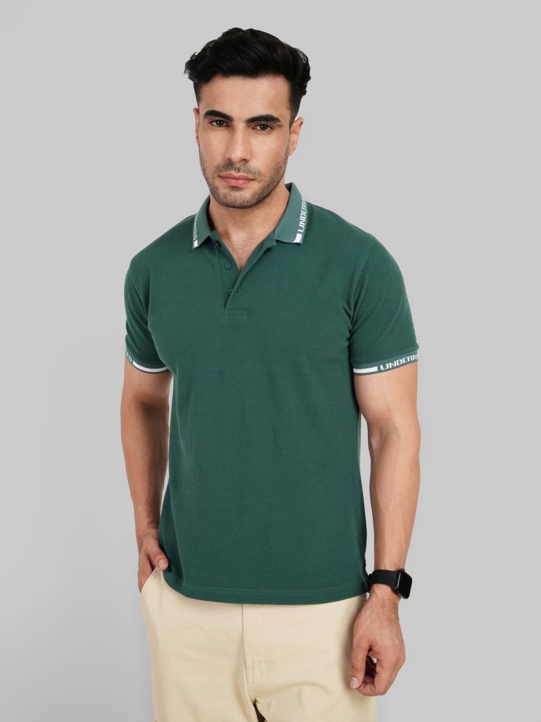 

Underrated Club Men Polo Collar Pockets T-shirt, Green