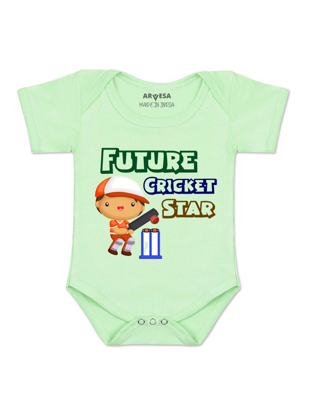 

Arvesa Kids Future Cricket Star Printed Romper, Green