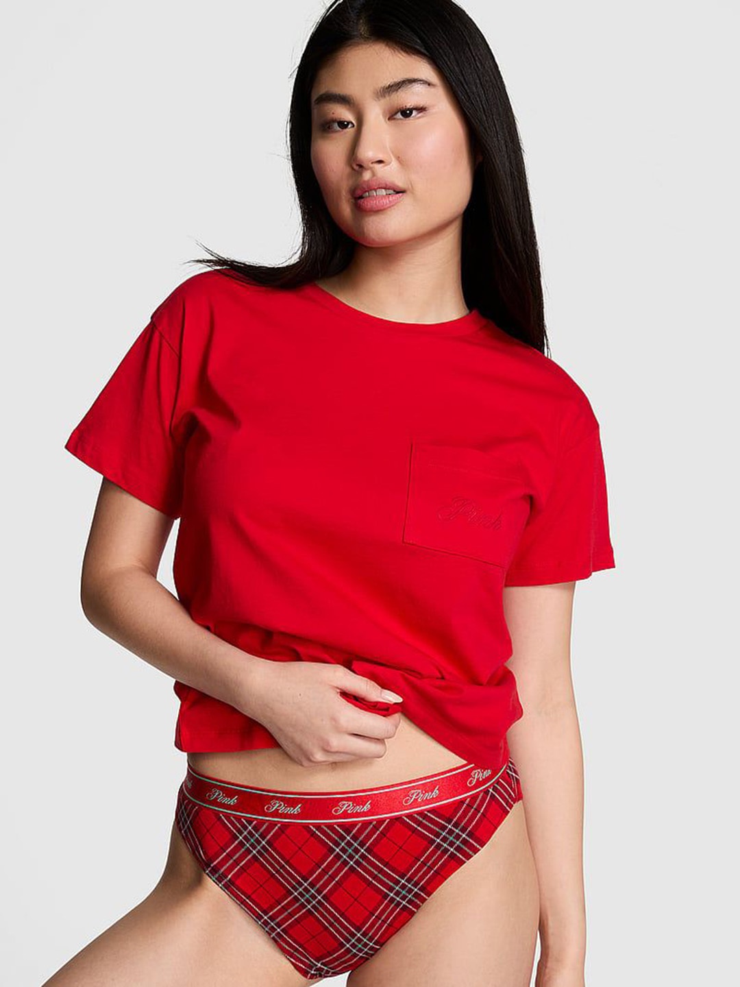 

Victoria's Secret PINK Pure Cotton Bling Lounge T-Shirt, Red