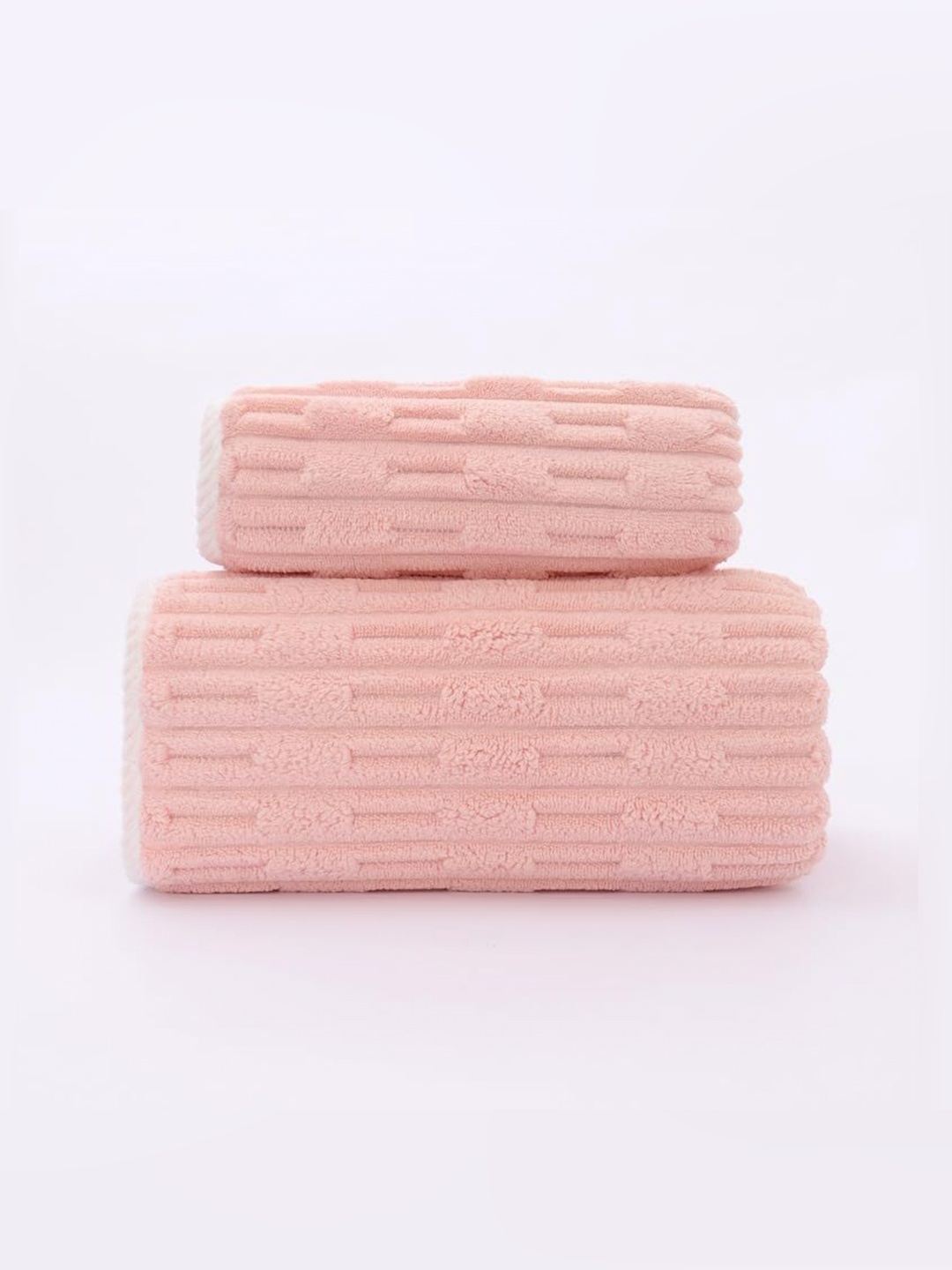 

HomeCloud Pink 2 Piece Self Design Terry Cotton 400 GSM Towel Set