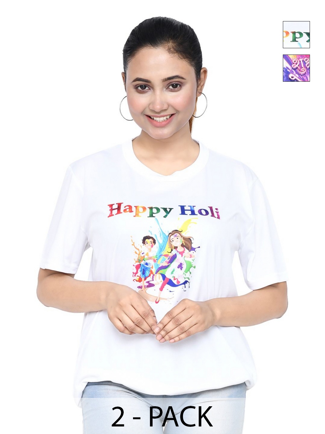 

RAPL Women 2 Printed Applique T-shirt, White