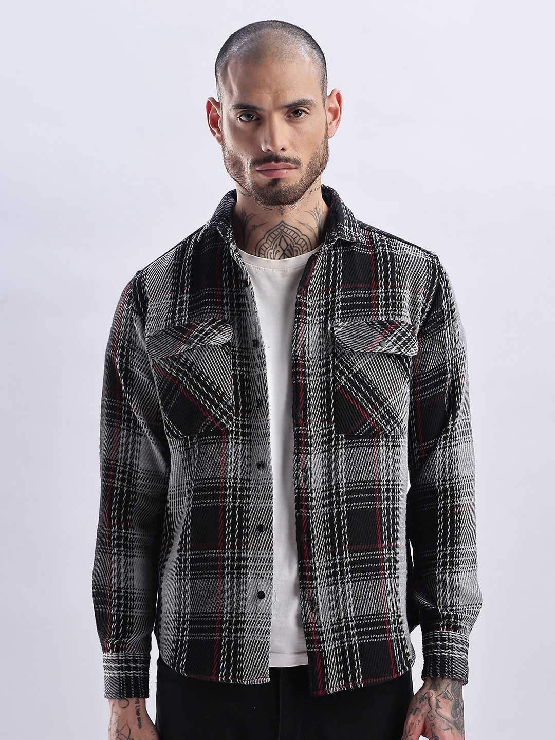 

THE BEETEL HOUSE Men Flannel Regular Slim Fit Casual Shirt, Grey