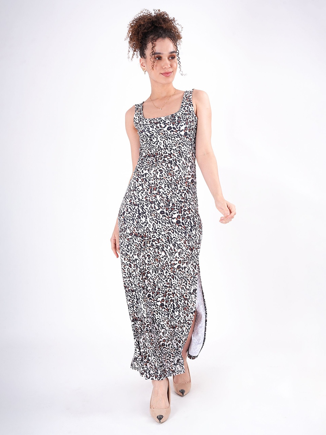 

clobug Animal Print Maxi Midi Dress, Black