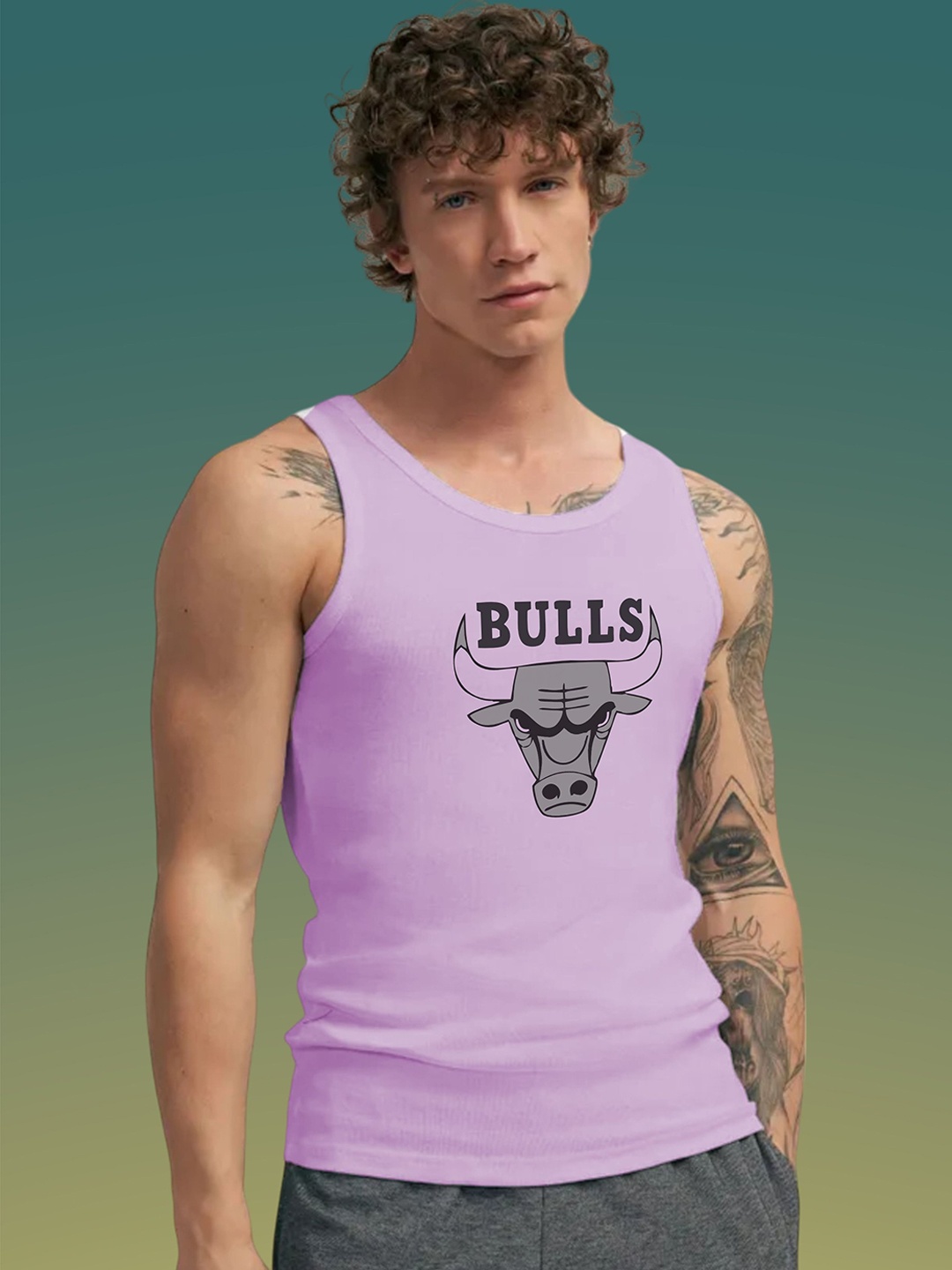 

Uniplanet store Printed Cotton Innerwear Vests UVM-BULLS-PRPL-S, Purple