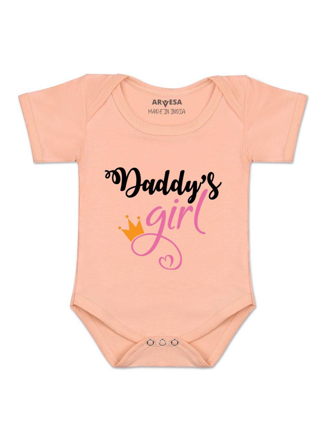 

Arvesa Unisex Daddy Girl Printed Romper, Peach