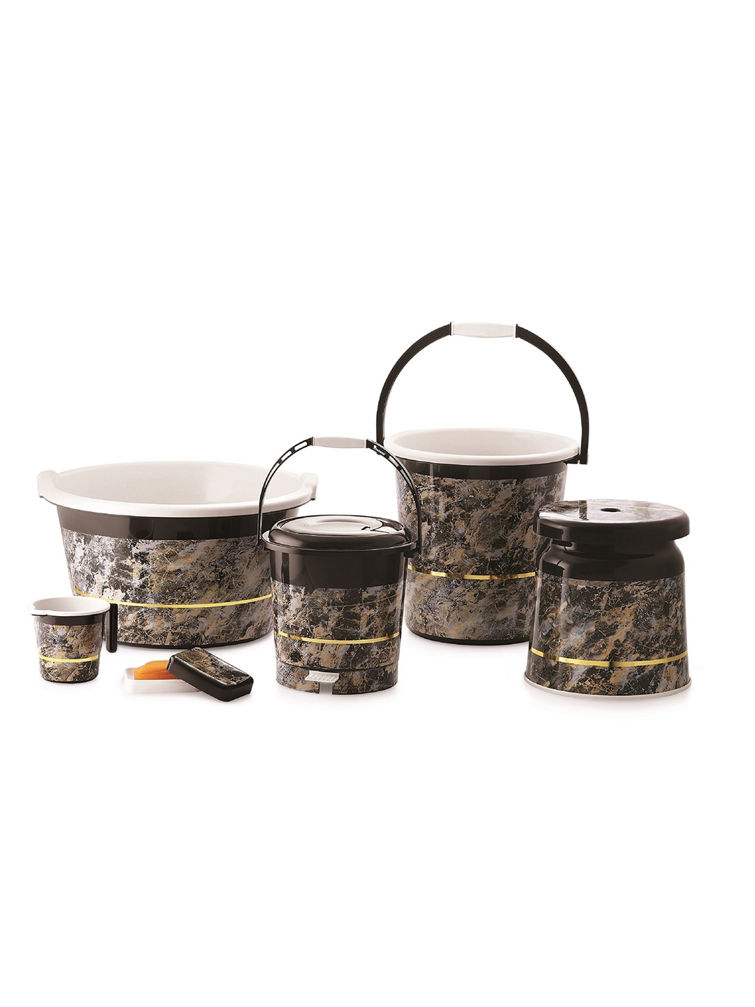 

NABHYA Black 6 Pieces Plastic Bathroom Accessory Set