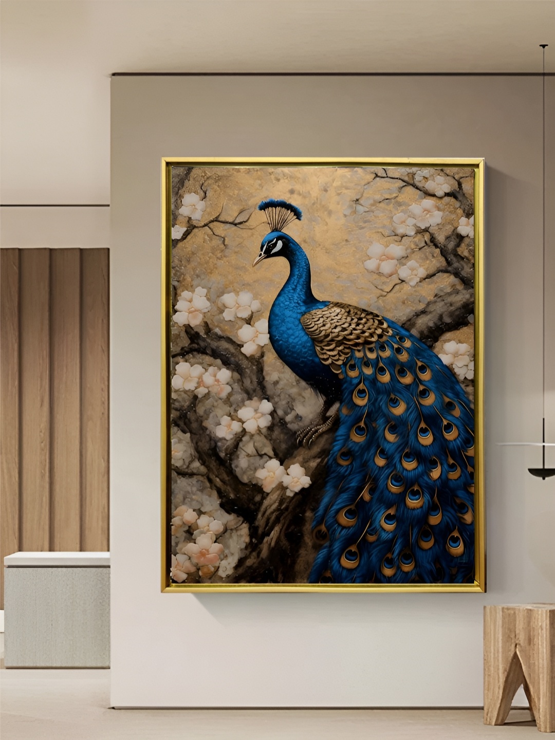 

Artsense Beige & Blue Birds And Animals Printed Canvas Wall Art