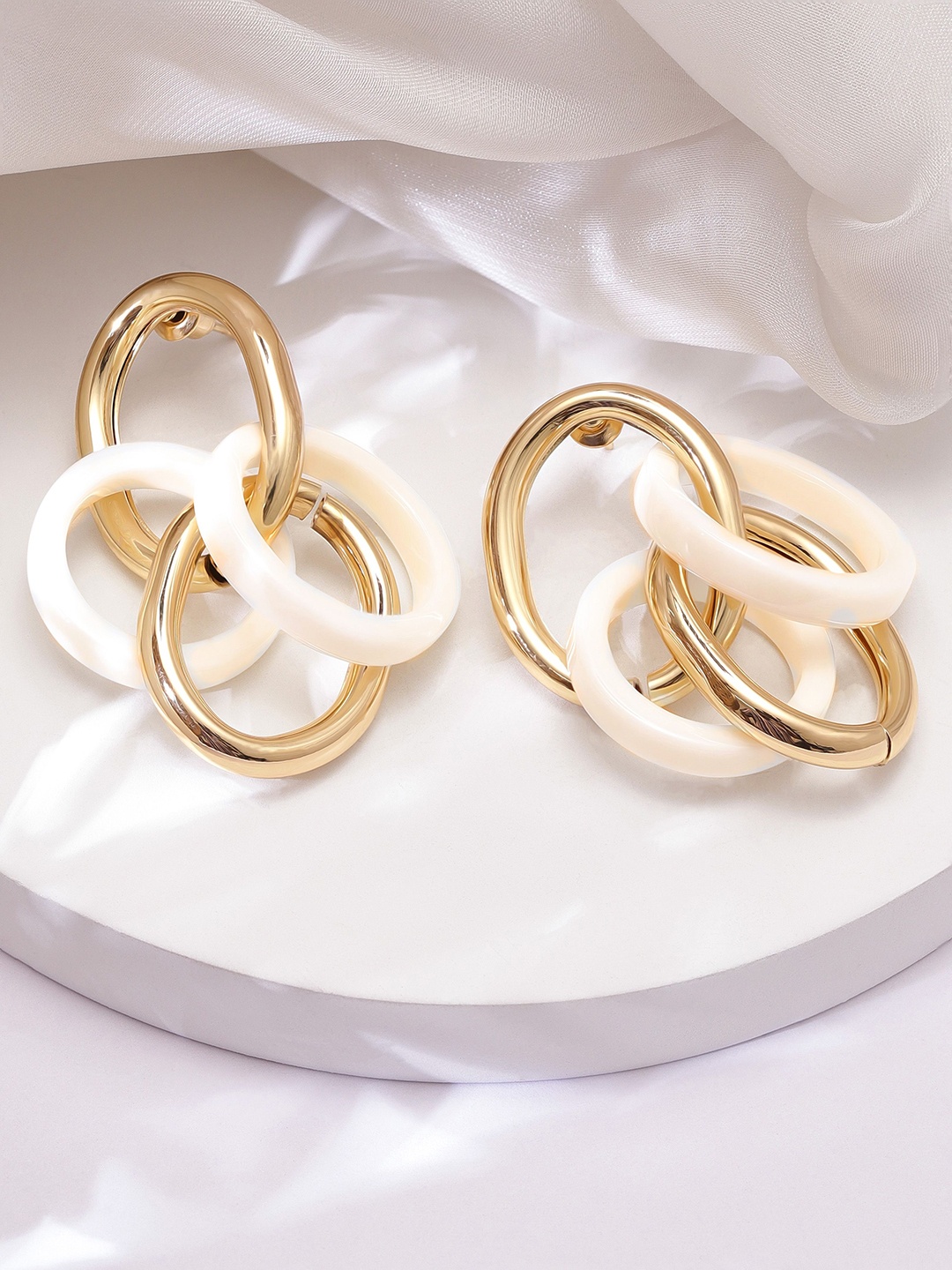 

Rubans 18K Gold-Plated Stainless Steel Dual-Tone Circular Earrings