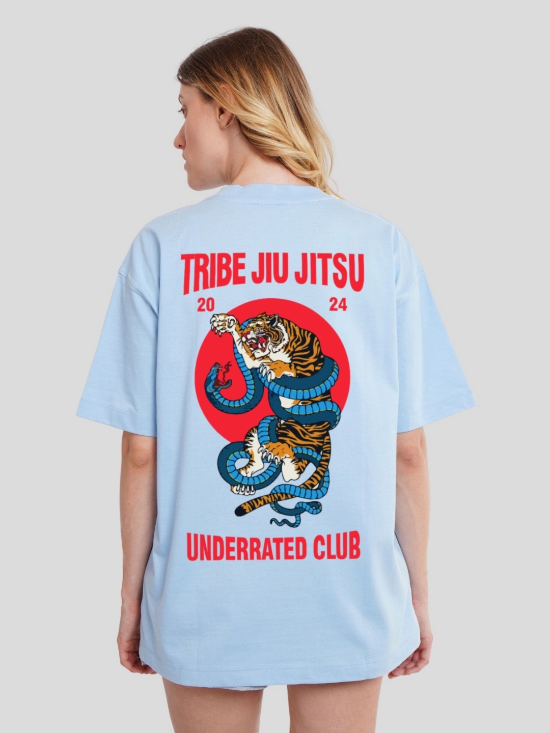 

Underrated Club Women Bio Finish Graphic Printed Round Neck Cotton Oversized T-shirt, Blue