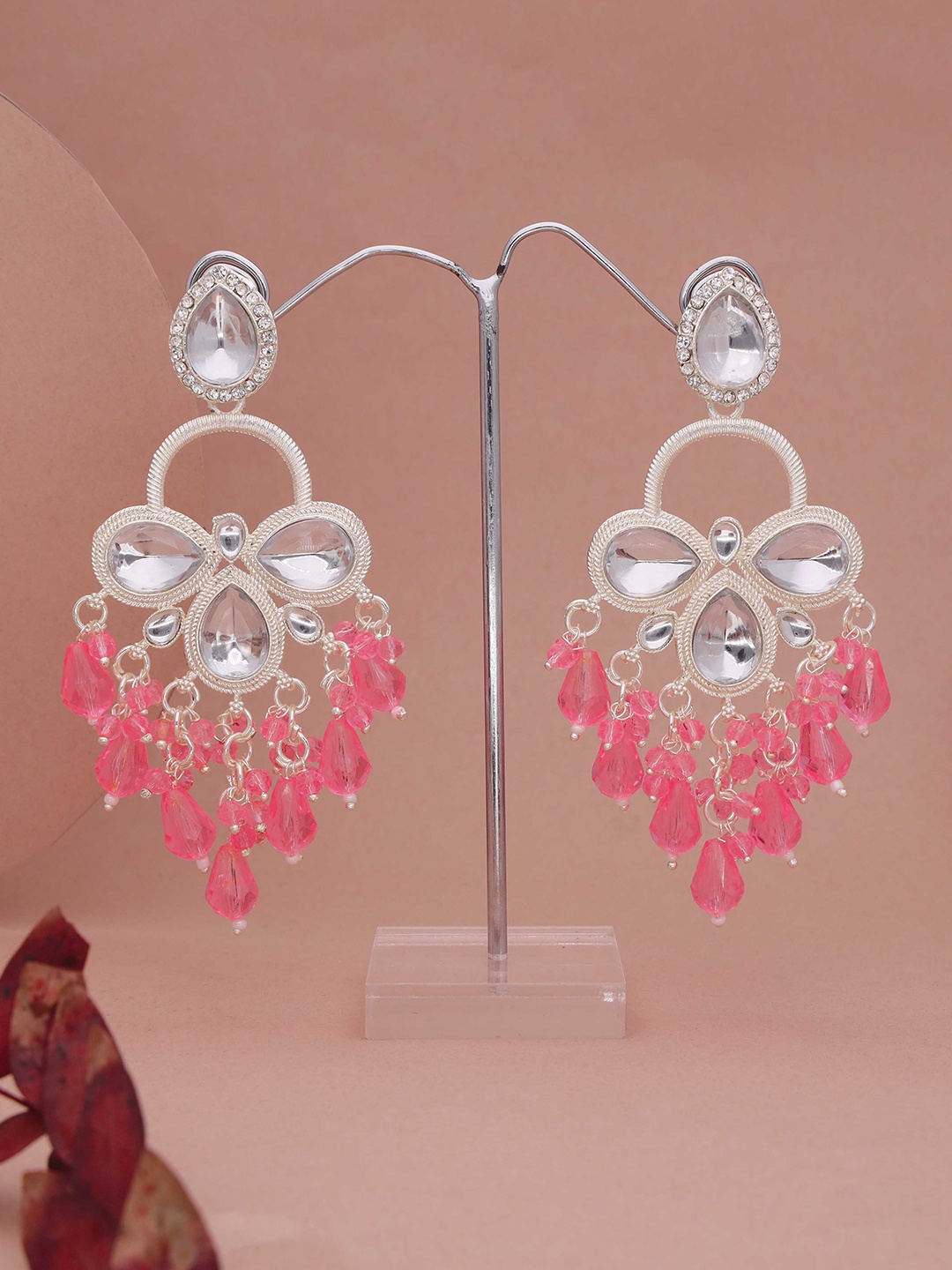 

Lyriss Silver-Plated Artificial Beaded Contemporary Shaped Jhumkas