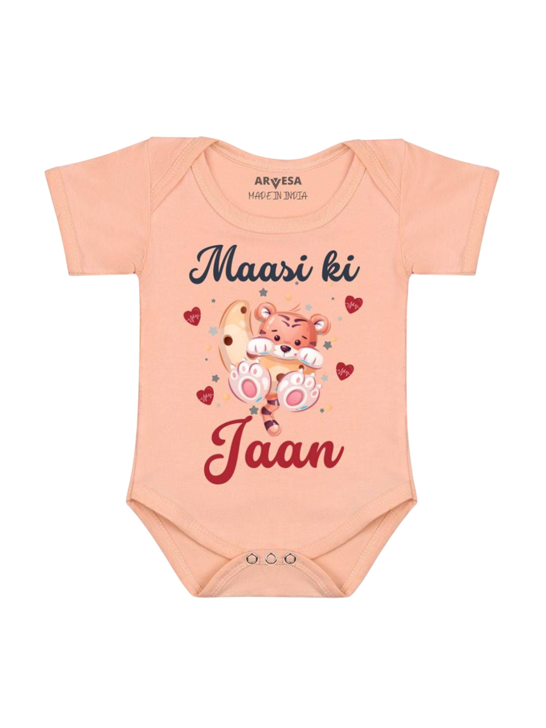 

Arvesa Kids Maasi Ki Jaan Printed Romper, Peach