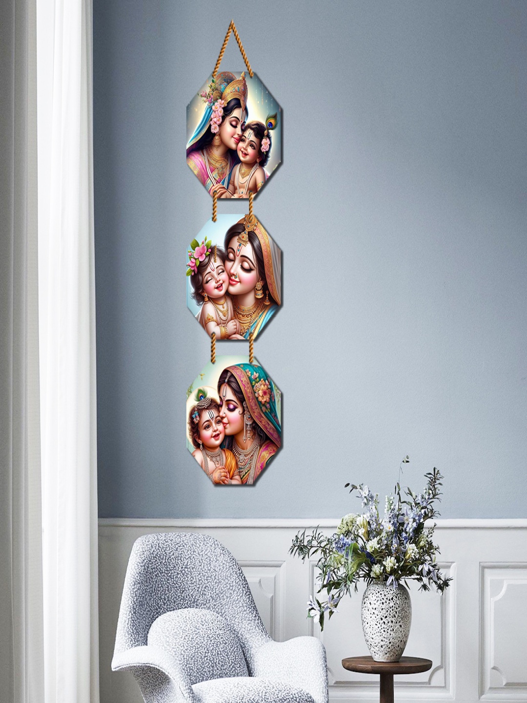 

WallDaddy Blue & Brown Yashoda Printed Spiritual Wall Hanging