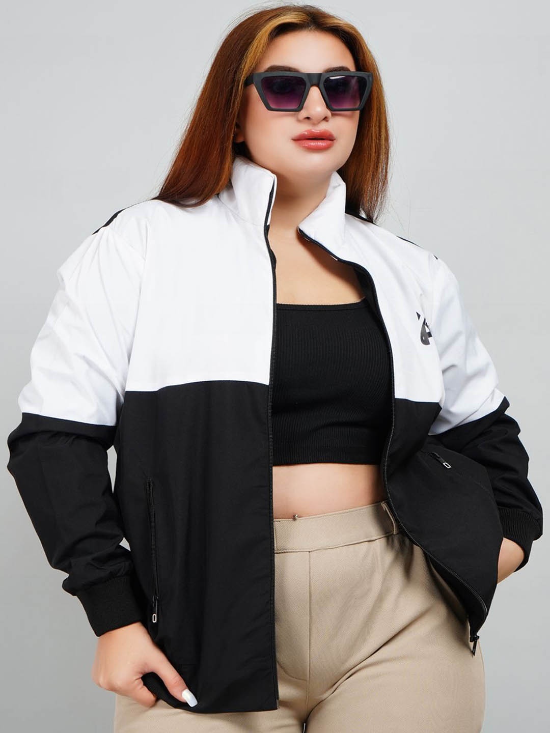 

Shiv traders collection Women Colourblocked Polyester Lightweight Bomber with Embroidered Jacket, Multi