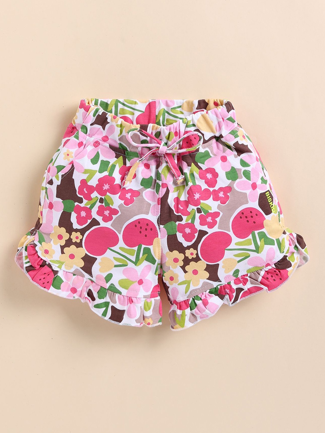 

Annie Girls Floral Printed Regular Fit Mid-Rise Cotton Shorts, Pink