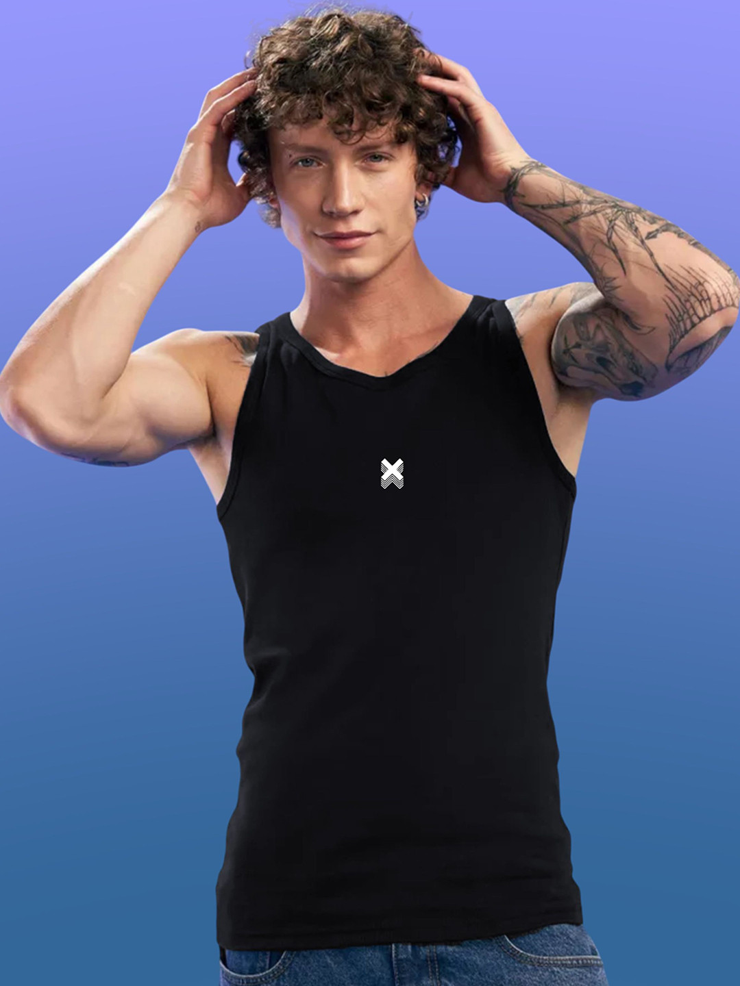 

Uniplanet store Printed Cotton Innerwear Vests UVM-XLOGO-BLK-S, Black