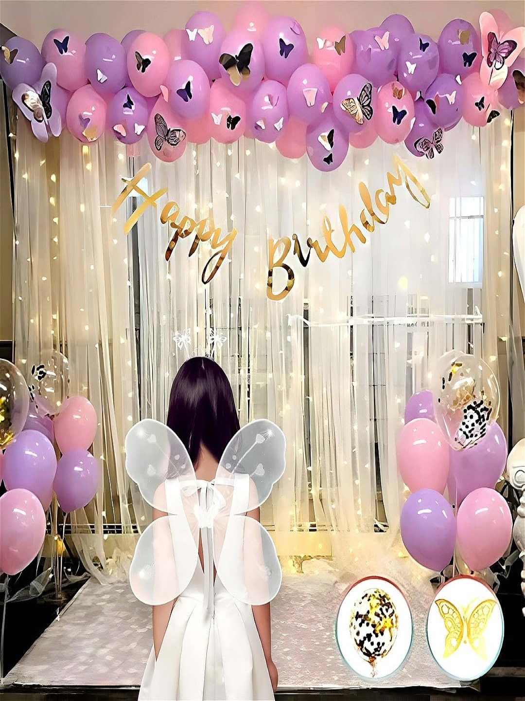 

Special You 84-Pcs Pink & Purple Balloon & Light Happy Birthday Decor