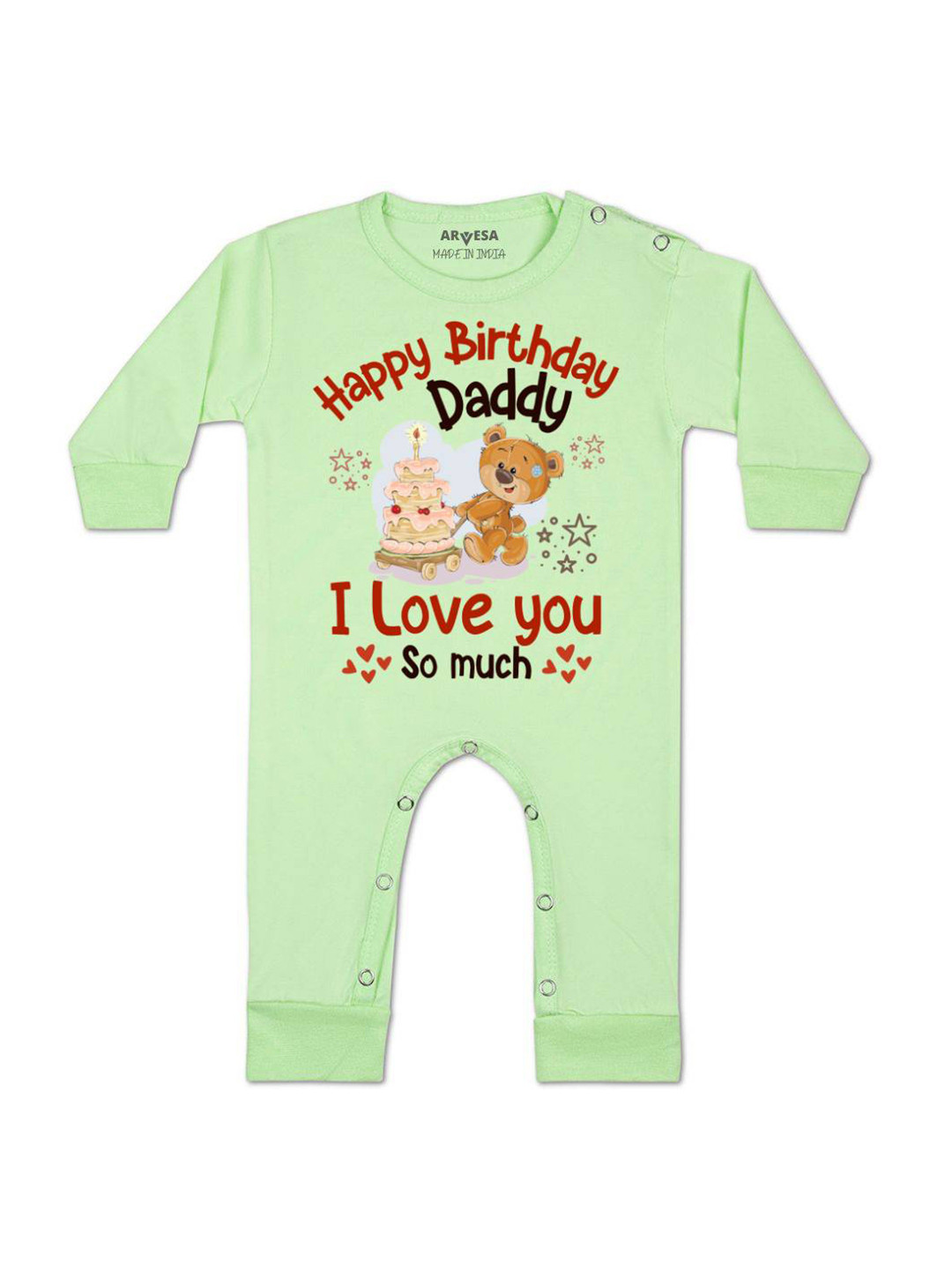 

Arvesa Kids Happy Birthday Daddy. I Love You So Much. Printed Baby Romper, Green