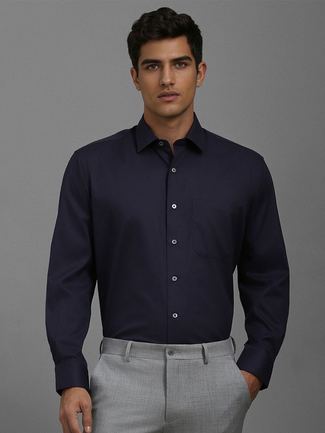 

Luxure by Louis Philippe Men Classic Opaque Printed Formal Shirt, Navy blue