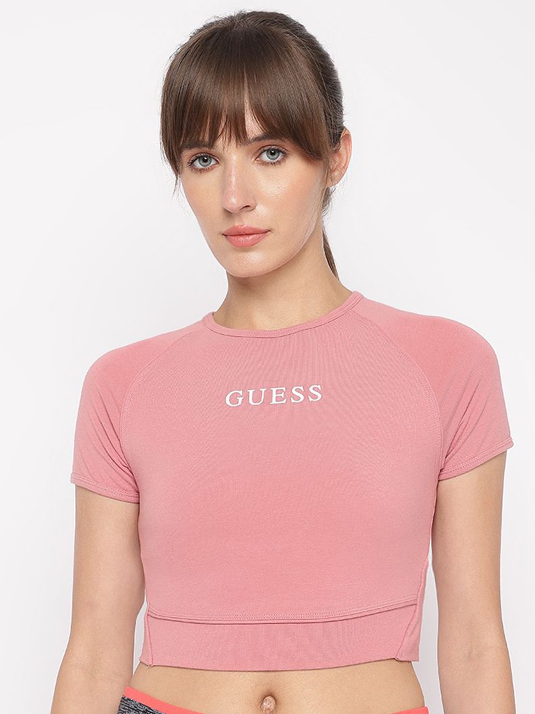 

GUESS Cotton Crop Top, Pink