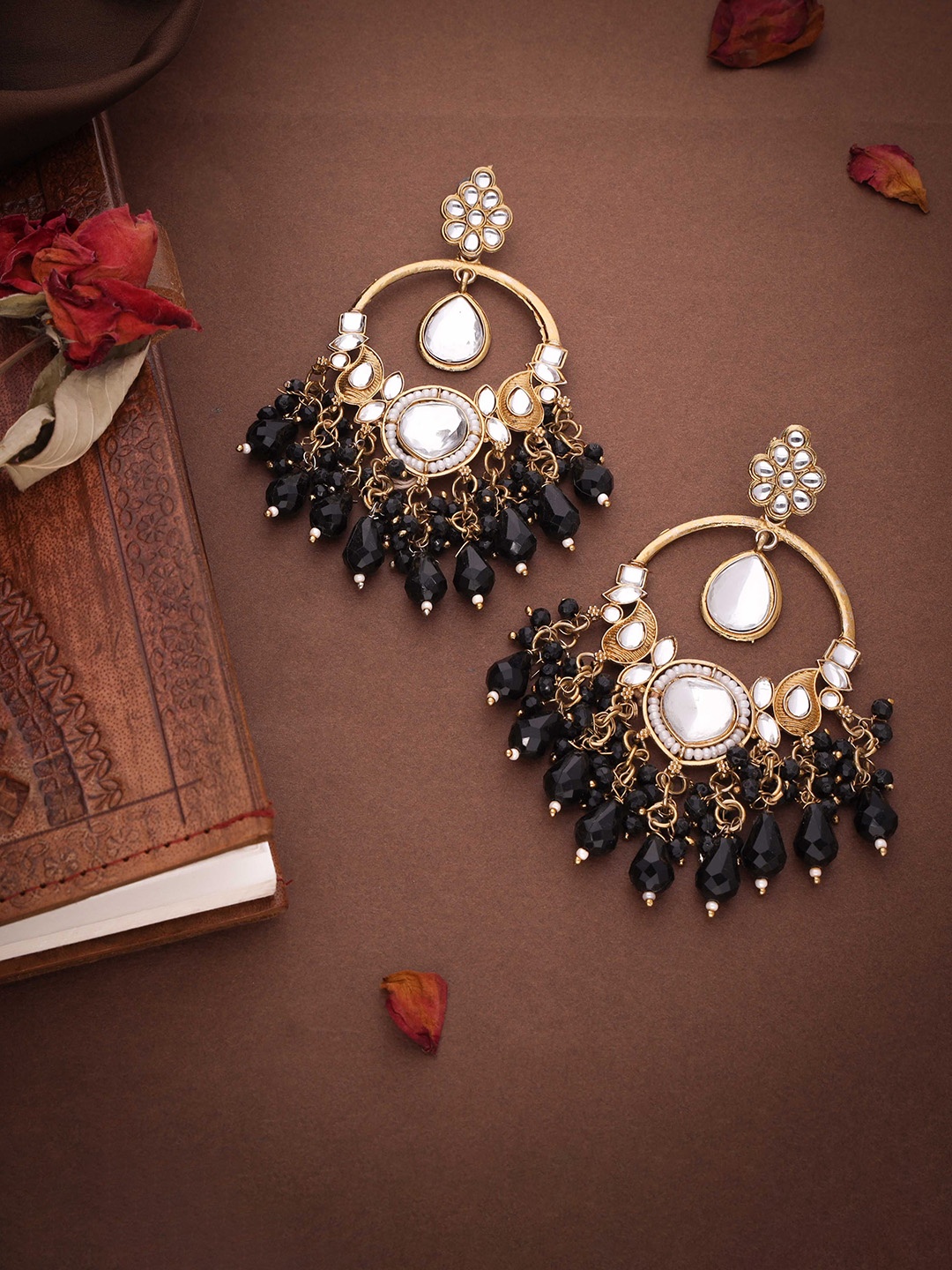 

Lyriss Gold-Plated Artificial Beaded Contemporary Shaped Jhumkas