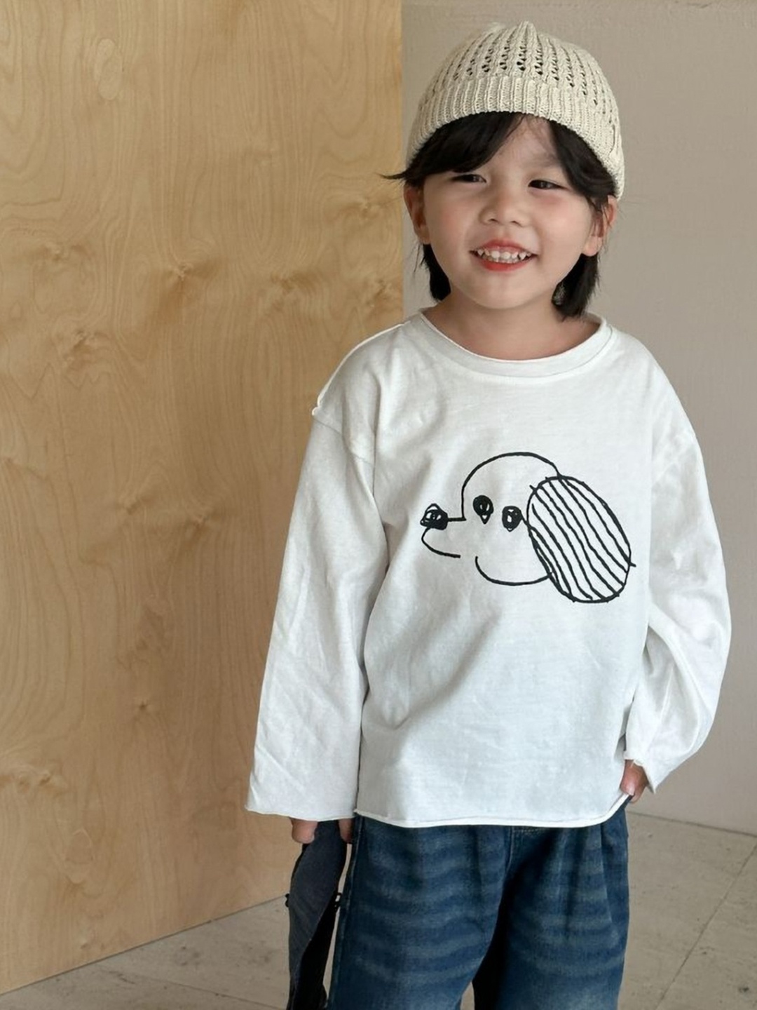 

LULU & SKY Girls Graphic Printed Round Neck Cotton Relaxed Fit T-shirt, White